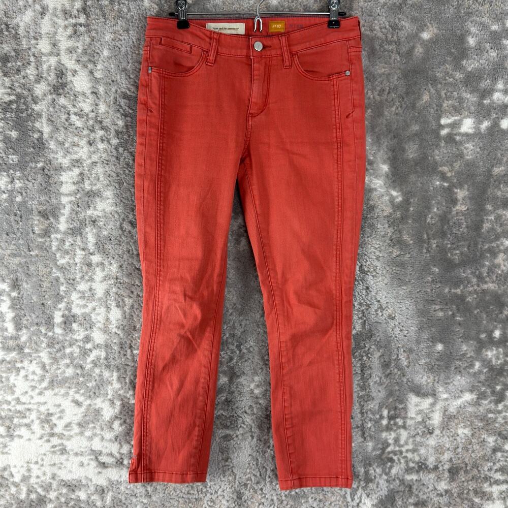 Pilcro Size 27 Stet Ankle Stretch Casual Jeans Orange Pink Pants Button Zip